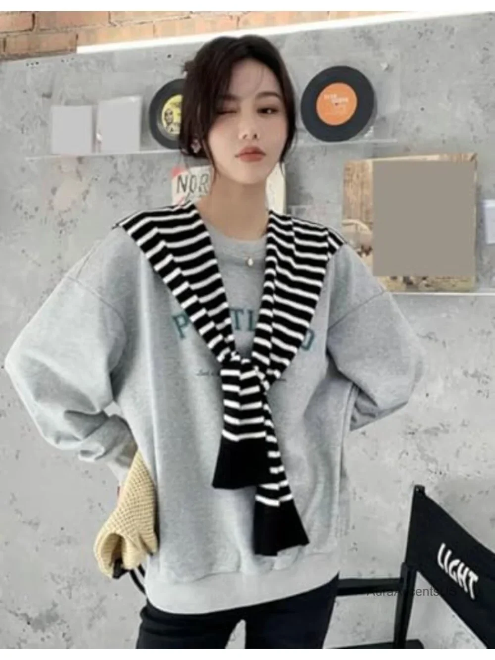 Women's Striped Pashmina Shawl Wrap Knitted Sweater Cape Cardigan Scarf